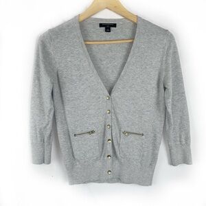 Banana Republic Gray Button Front Cotton Cardigan Sweater